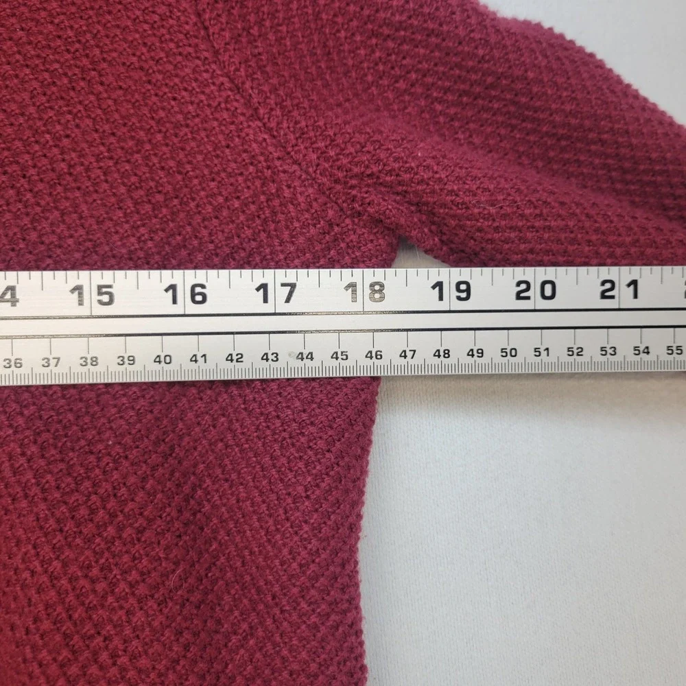Madewell Sweater Womens Small Burgundy Tulip Hem‎ Waffle Knit E3445